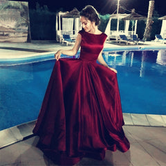 Sexy Long Satin Backless Prom Dresses Ball Gowns Evening Dresses