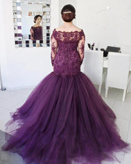 Long Sleeves Lace Mermaid Prom Dresses Plus Size Formal Evening Gowns