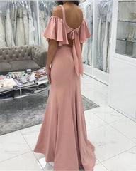 Sexy Cold Shoulders Design Long Jersey Floor Length Mermaid Bridesmaid Dresses