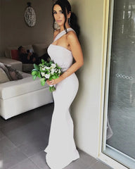 One Shoulder Champagne Spandex Sheath Column Prom Dress