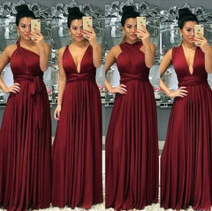 Long Jersey Floor Length Bridesmaid Dresses Convertible Style