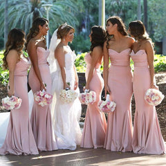 Ruched Sweetheart Satin Corset Mermaid Bridesmaid Dresses Floor Length