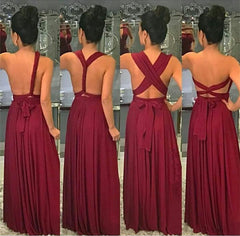 Long Jersey Floor Length Bridesmaid Dresses Convertible Style