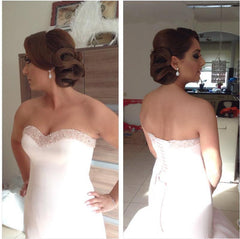 Beading Sweetheart Bodice Corset Satin Mermaid Wedding Dresses