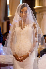 Lace Appliques Long Sleeves Open Back Mermaid Wedding Dress Scoop Neckline