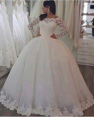 white lace long sleeves Ball Gowns Wedding Dresses Off The Shoulder