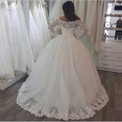 white lace long sleeves Ball Gowns Wedding Dresses Off The Shoulder