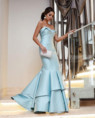 Sweetheart Bodice Corset Satin Prom Dresses Mermaid Evening Gowns