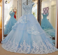 V Neck Off Shoulder Lace Appliques Beaded V Neck Tulle Wedding Dresses 2017