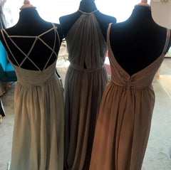Modern Style Long Chiffon Halter Long Bridesmaid Dresses Plus Size