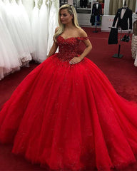 Luxurious Crystal Beaded Sweetheart Bodice Corset Tulle Ball Gowns Wedding Dresses