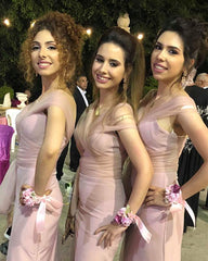 Tulle Cap Sleeves V-neck Long Jersey Mermaid Bridesmaid Dresses