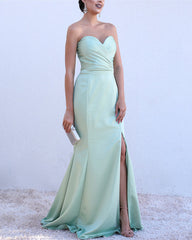 Sexy Ruched Sweetheart Mermaid Split Bridesmaid Dresses