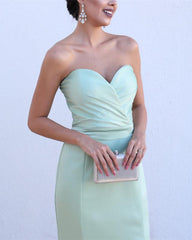 Ruched Sweetheart Mermaid Split Prom Dresses 2019