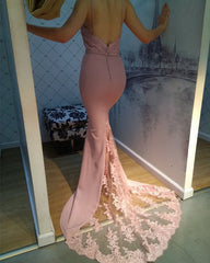Spaghetti Straps Sweetheart Mermaid Bridesmaid Dress Lace Appliques