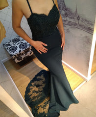 Spaghetti Straps Sweetheart Mermaid Bridesmaid Dress Lace Appliques