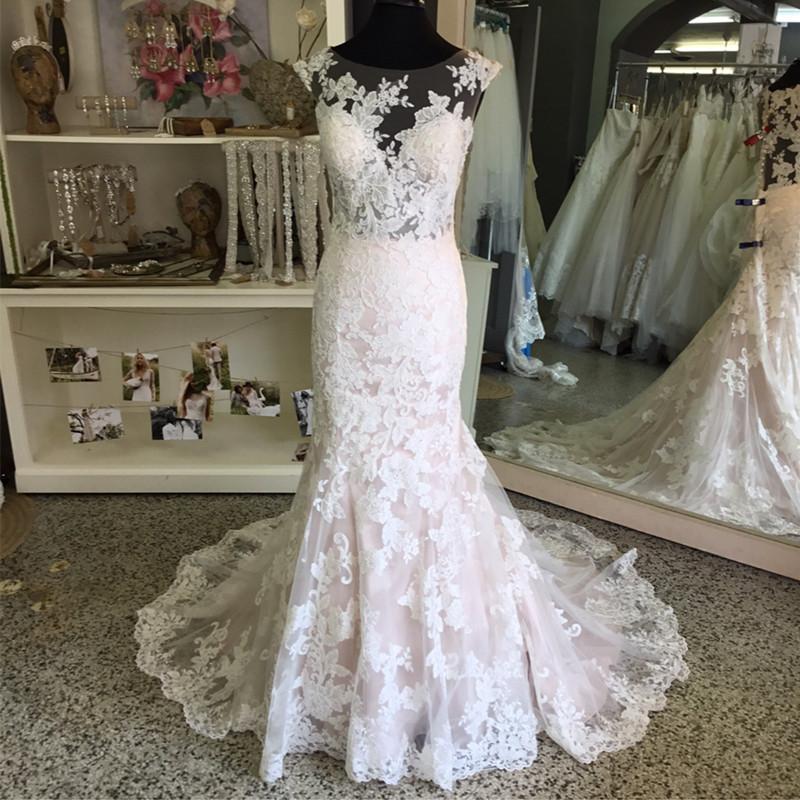 Vintage Cap Sleeves Lace Mermaid Wedding Dresses 2017