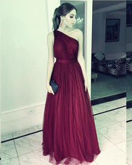 Long Tulle Floor Length Bridesmaid Dresses One Shoulder