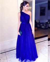 Long Tulle Floor Length Bridesmaid Dresses One Shoulder