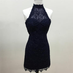 navy blue lace halter bridesmaid dresses short wedding party dresses