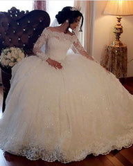 Vintage Lace Off Shoulder Wedding Dresses Long Sleeves Ball Gowns