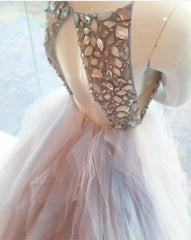 Crystal Beaded V Neck Organza Layered Wedding Dresses Ball Gowns