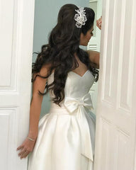A-line Sleeveless Sweetheart Bow Sashes Wedding Dresses 2018