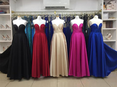 Simple Design Sweetheart Long Satin Prom Dresses 2018
