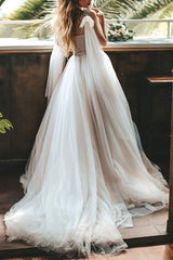 Romantic Pearl Beaded Sweetheart Tulle Princess Wedding Dresses