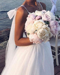 Romantic Pearl Beaded Sweetheart Tulle Princess Wedding Dresses