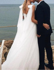 Romantic Pearl Beaded Sweetheart Tulle Princess Wedding Dresses
