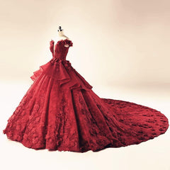 Illusion Neckline Cap Sleeves Floral Lace Ball Gowns Wedding Dresses 2018