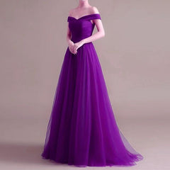Sexy V Neck Off Shoulder Tulle Long Burgundy Bridesmaid Dresses
