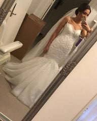 Elegant Lace Embroidery Sweetheart Corset Mermaid Wedding Dresses 2018