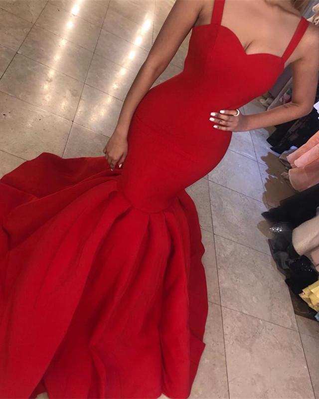 Spaghetti Straps Sweetheart Corset Mermaid Prom Evening Dresses