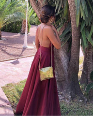 Sexy Spaghetti Straps V-neck Long Empire Prom Dresses