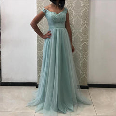 Off The Shoulder Tulle Empire Bridesmaid Dresses With Lace Appliques