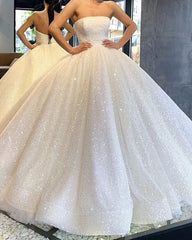 Strapless Bodice Corset Sequin Ball Gown Wedding Dresses Bling Bling