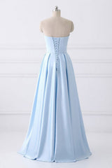 Strapless Stain Prom Dresses with Pockets