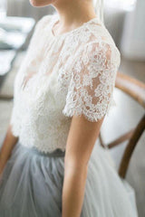 Elegant Tulle Lace Two-Piece Long Prom Dress