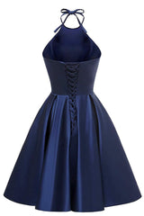 A-line Halter Short Prom Dresses Cocktail Dresses