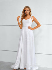 V-neck Jersey Embroidery A-line Prom Dresses, Bridesmaid Dresses, Newest Prom Dresses, Simple Formal Dresses, Evening Dresses - RongMoon