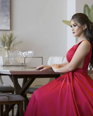Sexy Long Satin V Neck Bridesmaid Dresses - RongMoon
