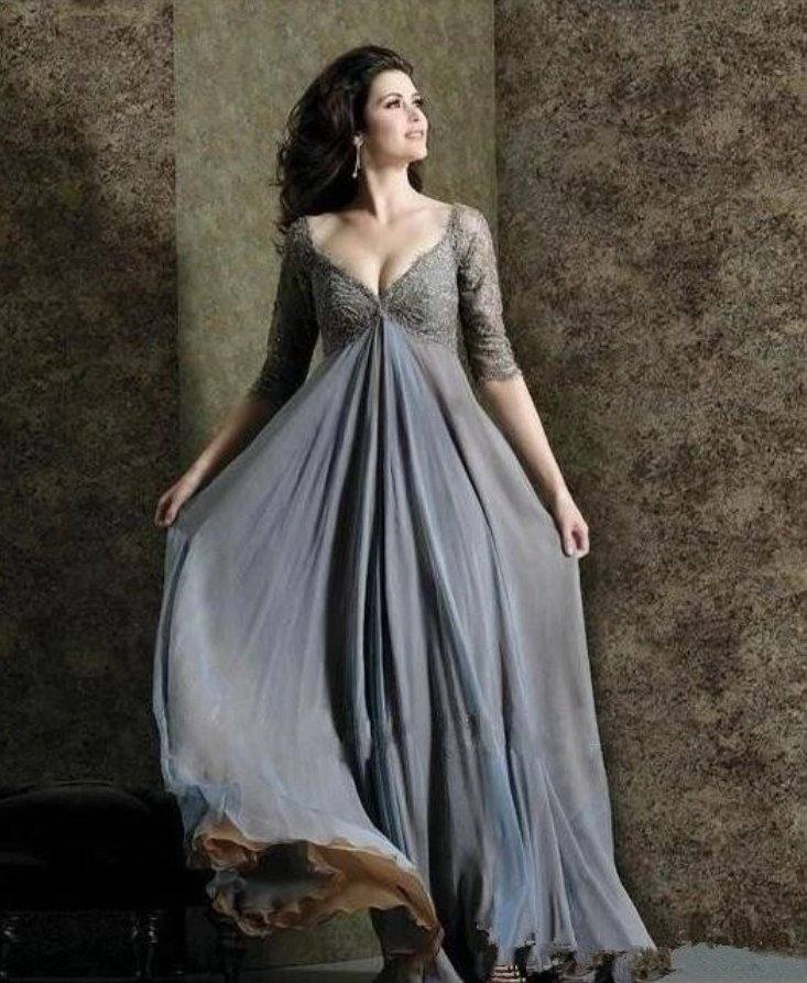 Plus Size Mother Of The Bride Dresses A-line V-neck Half Sleeves Chiffon Lace Formal Groom Long Mother Dresses For Wedding - RongMoon