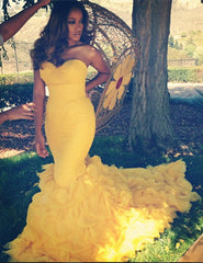 Special Trumpet/Mermaid Strapless Sleeveless Long Prom Dresses