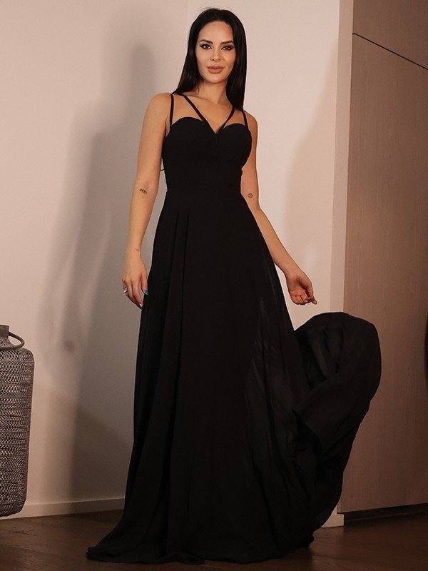 A-Line/Princess Jersey Ruffles Sweetheart Sleeveless Sweep/Brush Train Dresses - RongMoon