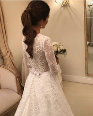 Princess Style Lace Wedding Dresses Long Sleeves