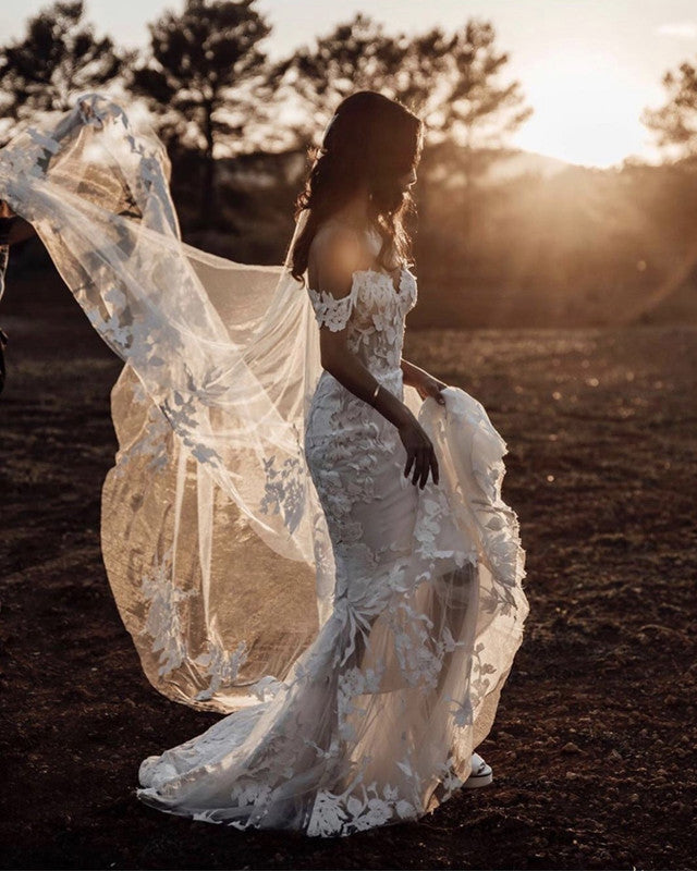 Elegant Lace Mermaid Wedding Dresses Off The Shoulder