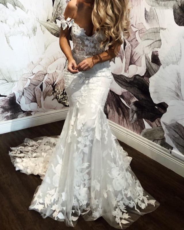 Lace Mermaid Wedding Dresses Off The Shoulder
