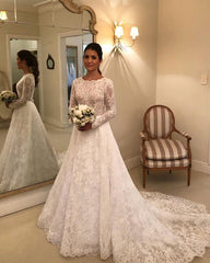 Princess Style Lace Wedding Dresses Long Sleeves